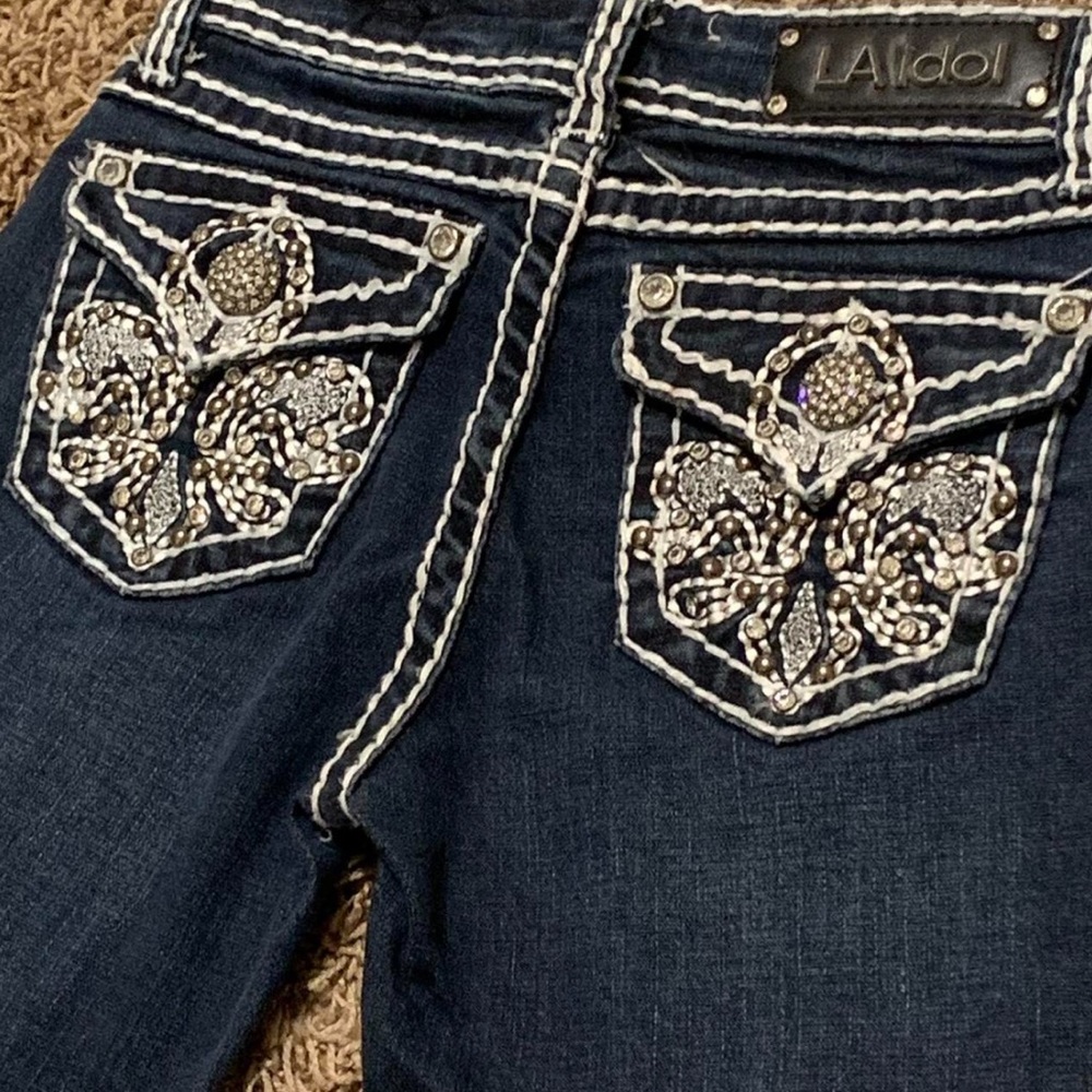 LAidol Jenas Kid Girls Bootcut with rhinestones on back and front